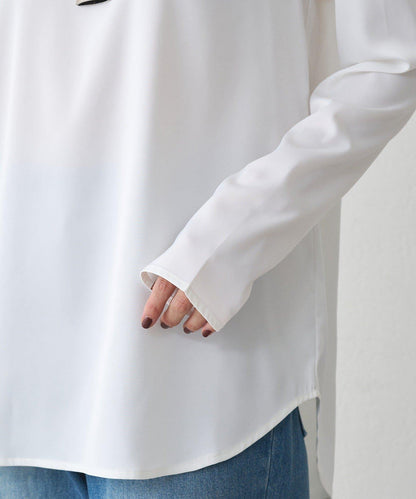 緞面長袖T恤襯衫
