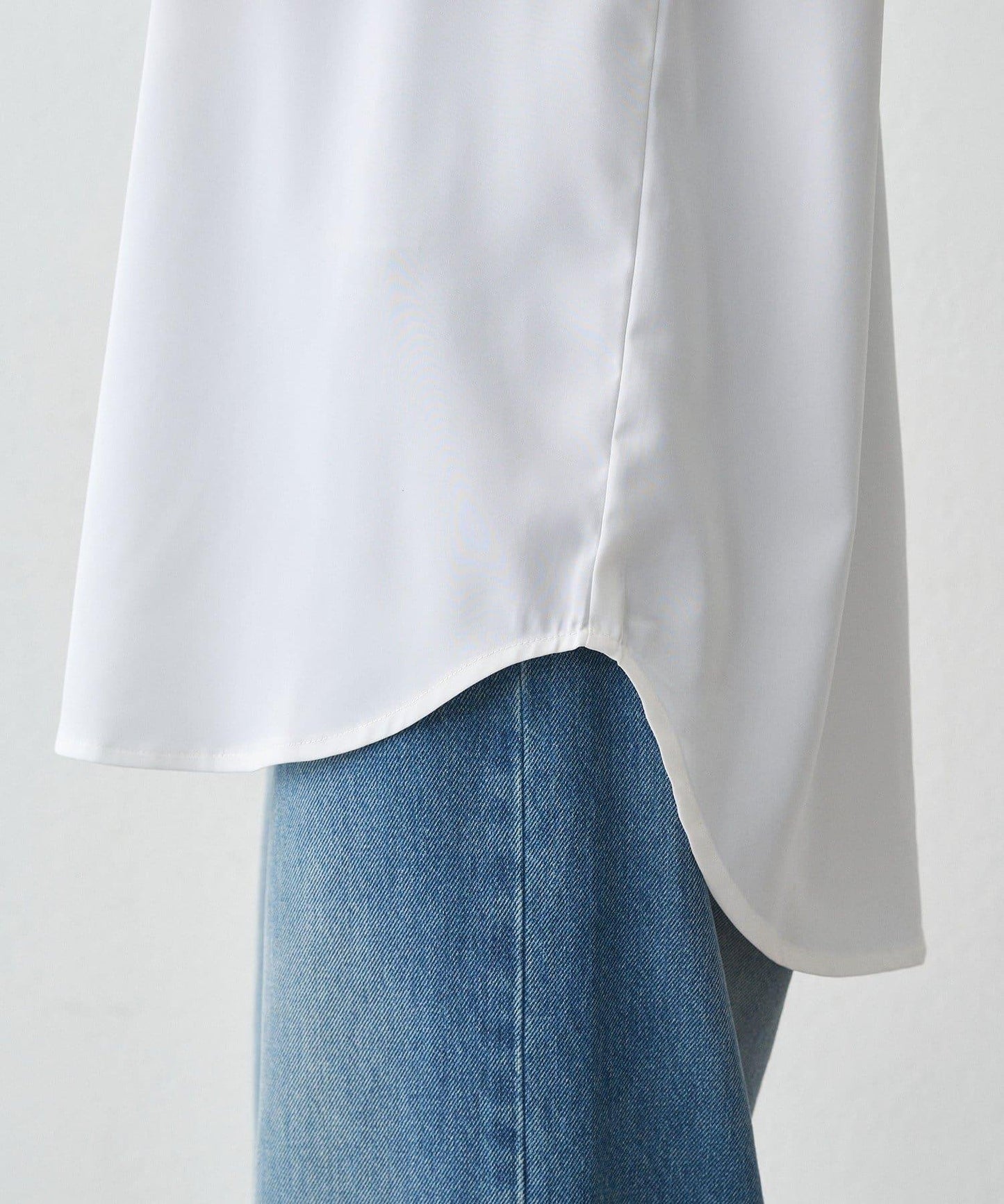 緞面長袖T恤襯衫