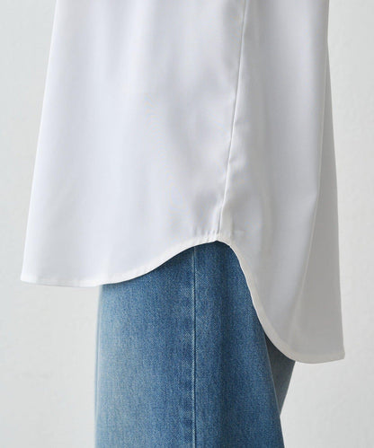 緞面長袖T恤襯衫