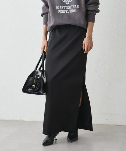 開衩緞面修身半身裙