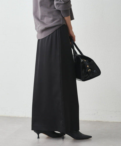 開衩緞面修身半身裙