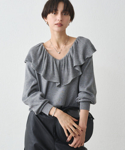 荷葉邊領針織衫