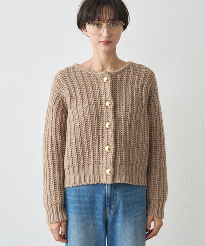 金色紐釦針織開衫