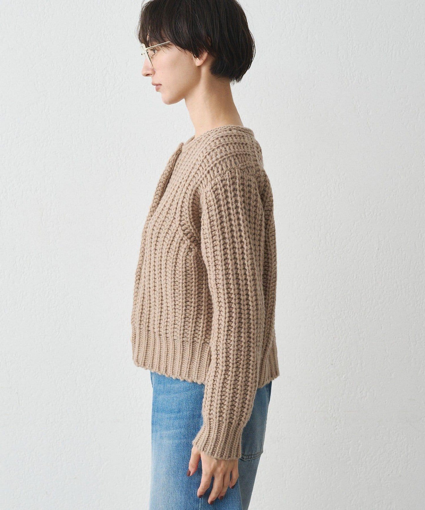 金色紐釦針織開衫