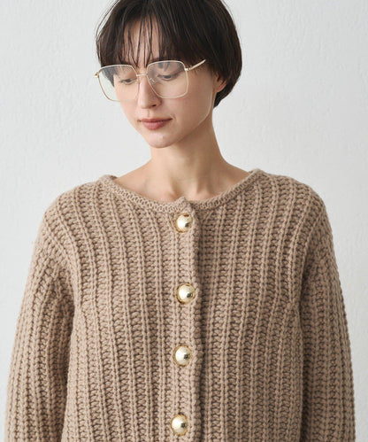 金色紐釦針織開衫