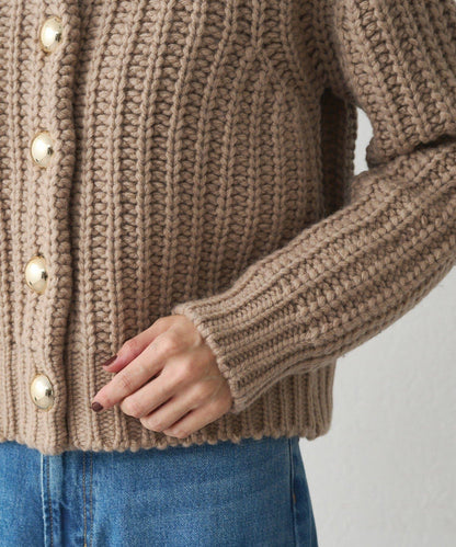 金色紐釦針織開衫