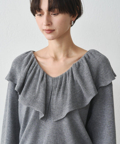 荷葉邊領針織衫