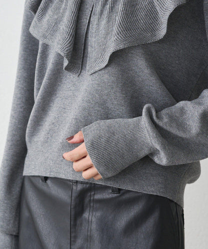 荷葉邊領針織衫