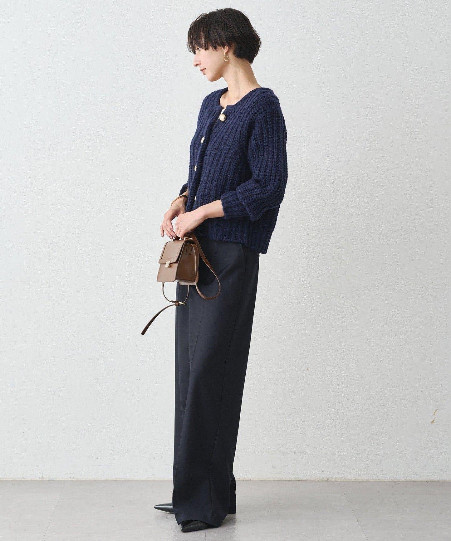 金色紐釦針織開衫