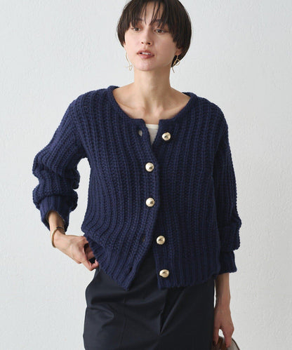 金色紐釦針織開衫