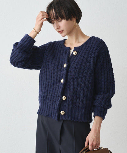 金色紐釦針織開衫