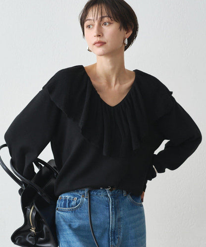 荷葉邊領針織衫