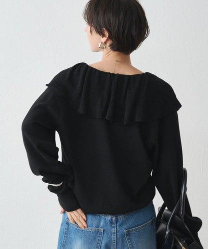 荷葉邊領針織衫