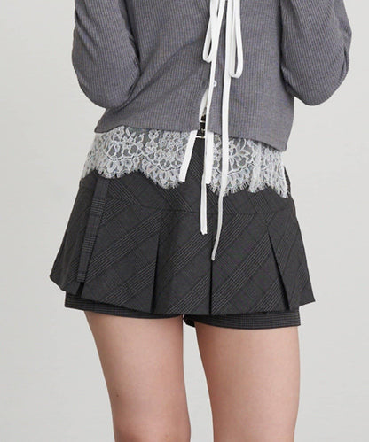 帶腰帶盒褶裙褲