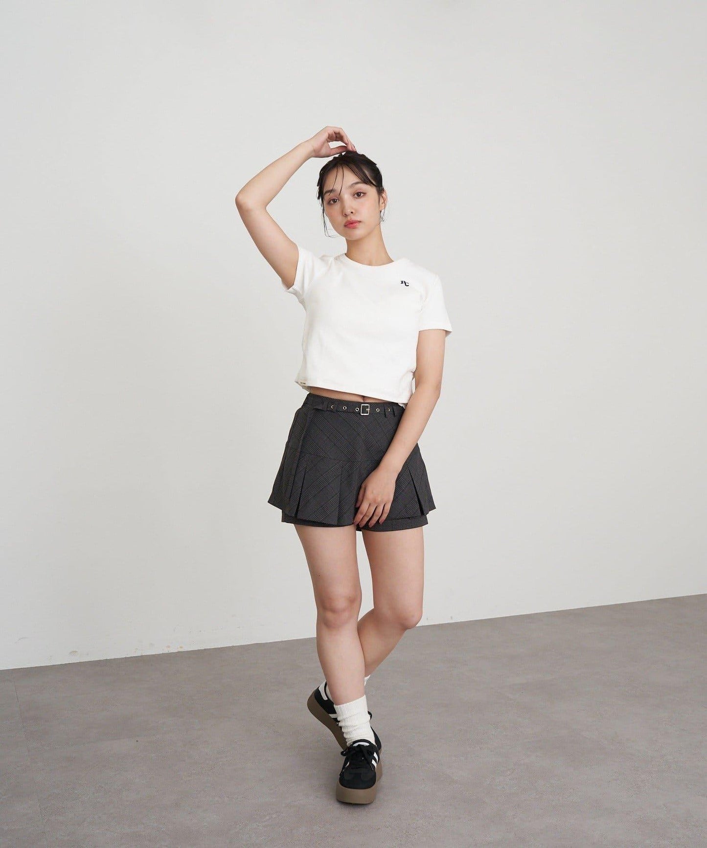 帶腰帶盒褶裙褲