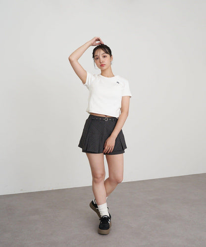 帶腰帶盒褶裙褲