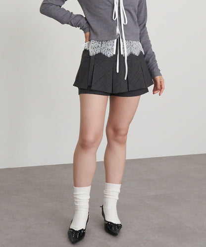 帶腰帶盒褶裙褲