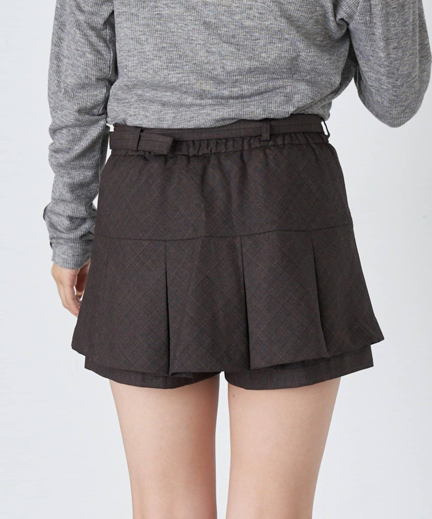 帶腰帶盒褶裙褲