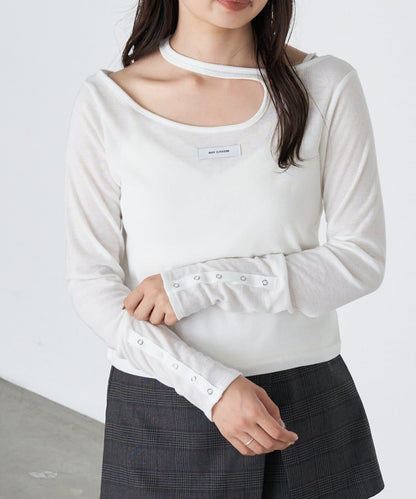 設計感透視長袖T恤