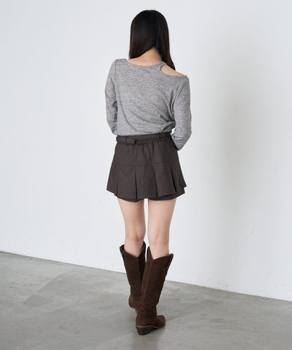 帶腰帶盒褶裙褲