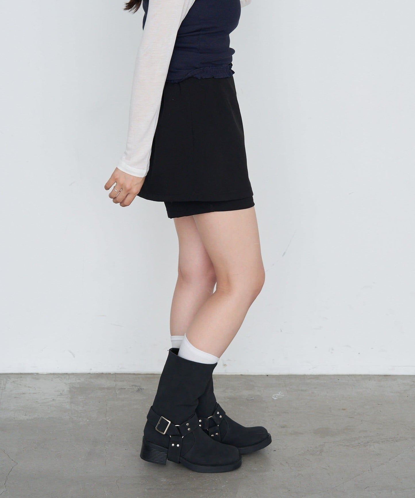 【RAY CASSIN】開衩疊穿半身裙褲