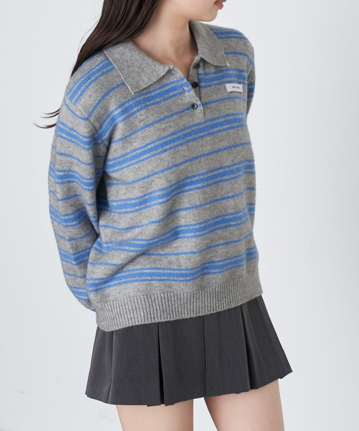 條紋翻領針織衫