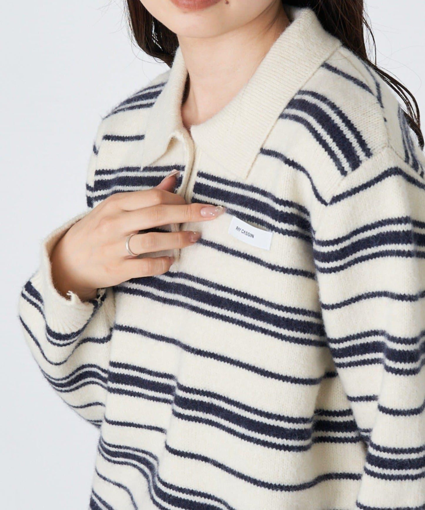 條紋翻領針織衫