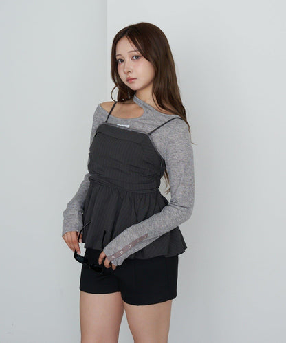 設計感透視長袖T恤