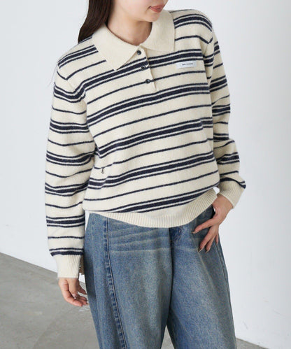 條紋翻領針織衫