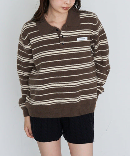 條紋翻領針織衫