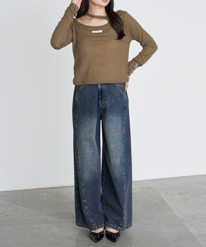 設計感透視長袖T恤