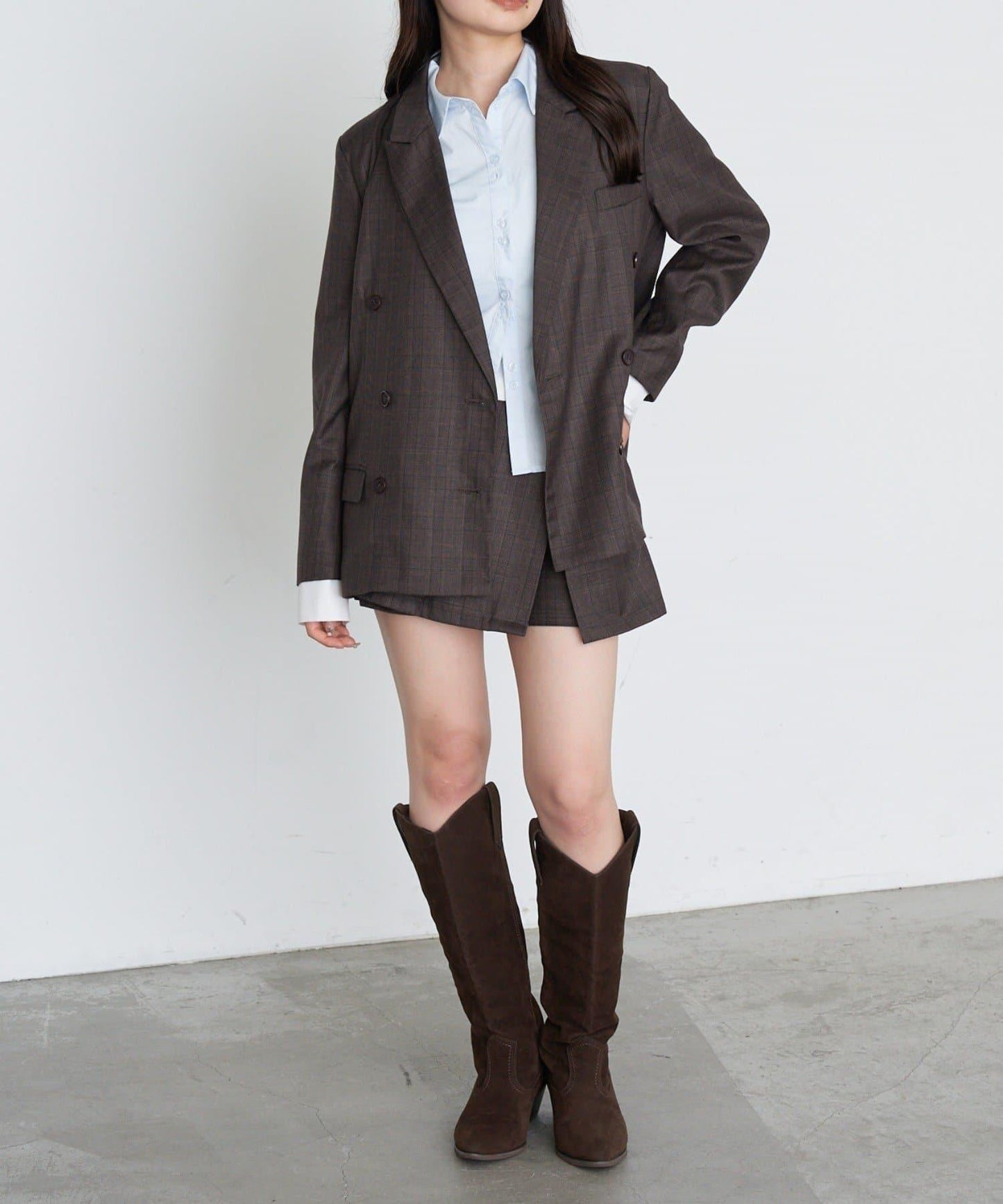 【RAY CASSIN】開衩疊穿半身裙褲