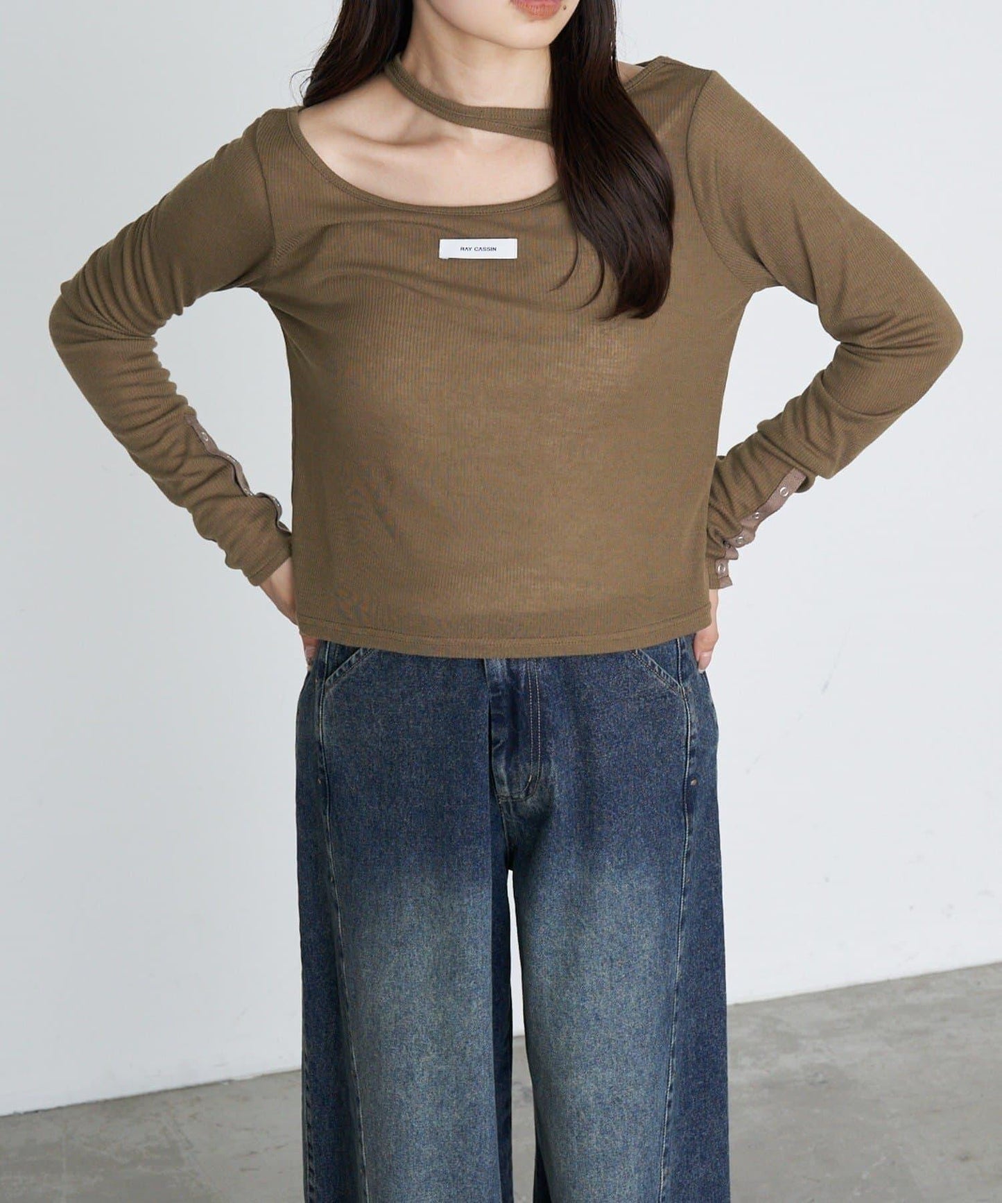 設計感透視長袖T恤