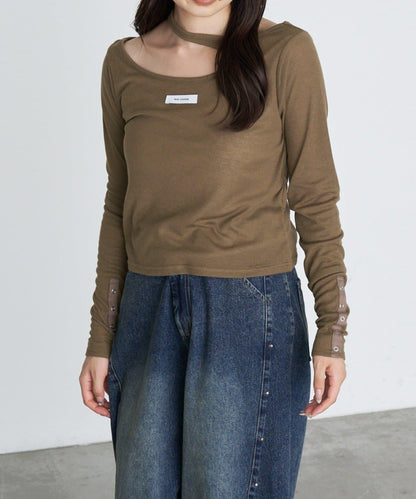 設計感透視長袖T恤