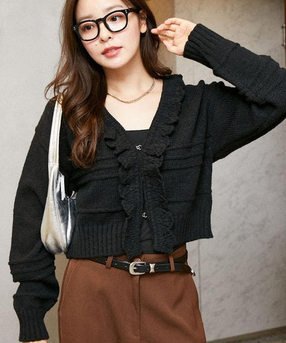 荷葉邊釦子開衫