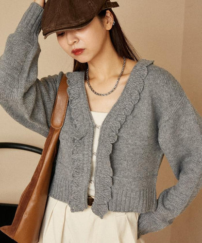 荷葉邊釦子開衫