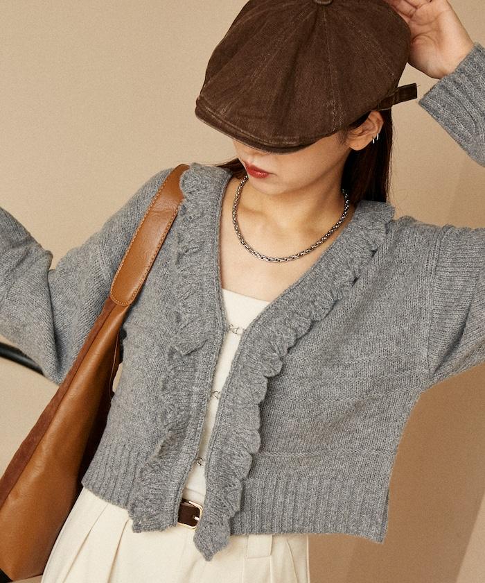 荷葉邊釦子開衫