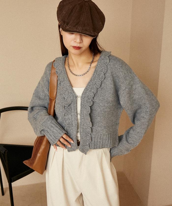 荷葉邊釦子開衫