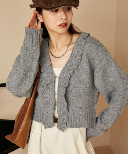 荷葉邊釦子開衫