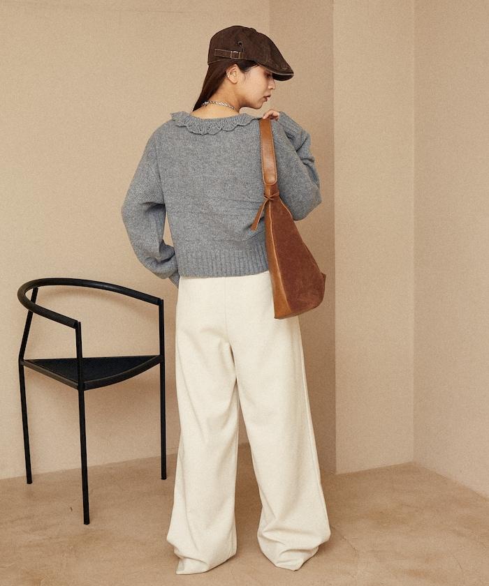 荷葉邊釦子開衫