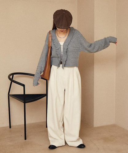 荷葉邊釦子開衫