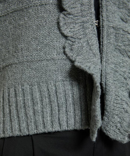 荷葉邊釦子開衫