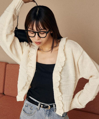 荷葉邊釦子開衫