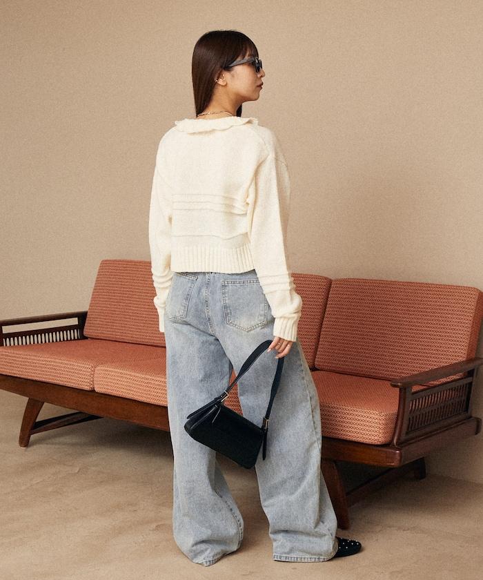 荷葉邊釦子開衫