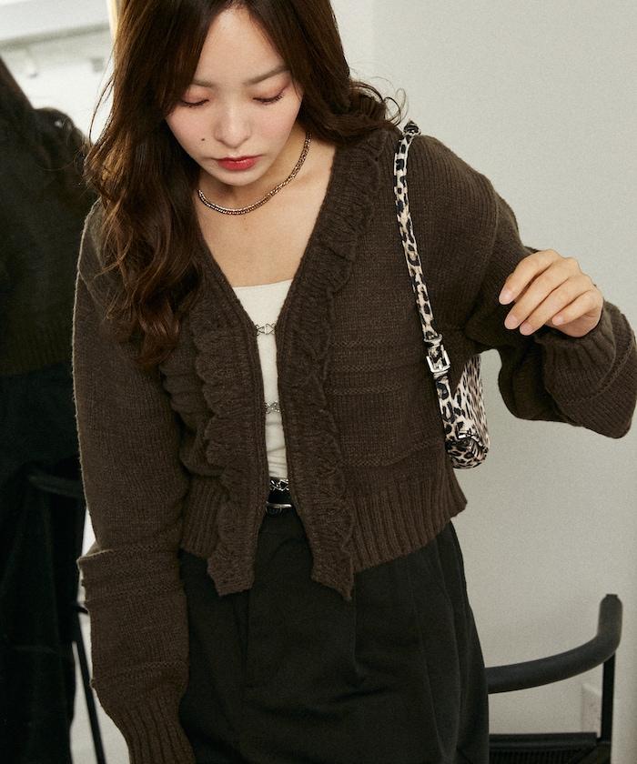 荷葉邊釦子開衫