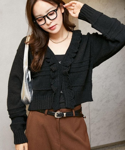 荷葉邊釦子開衫