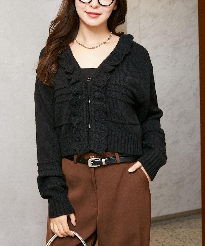 荷葉邊釦子開衫