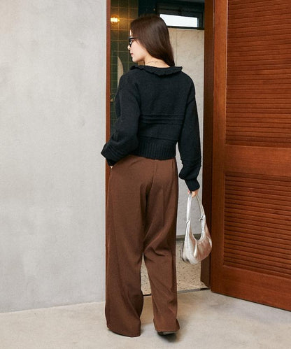 荷葉邊釦子開衫