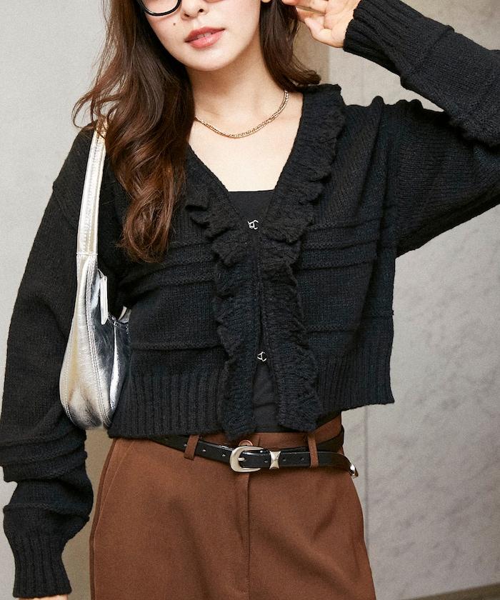 荷葉邊釦子開衫