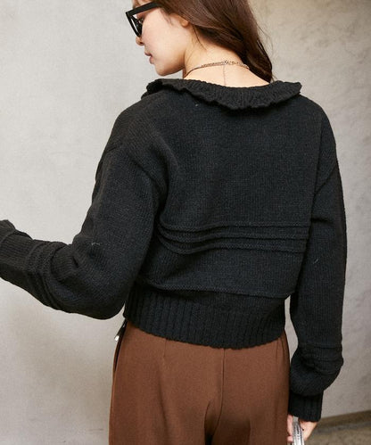 荷葉邊釦子開衫